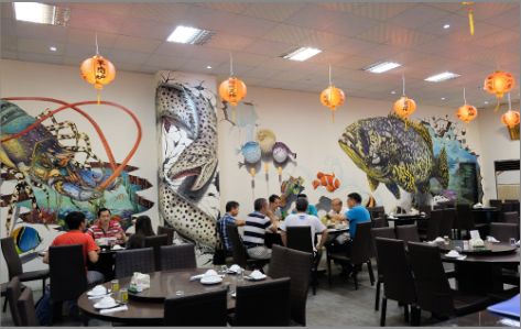 盱眙海鲜餐厅墙体彩绘